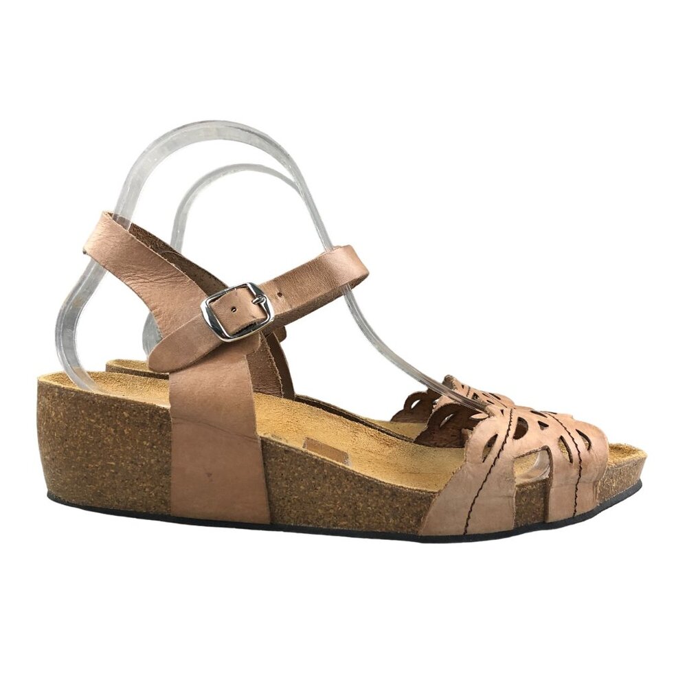 Lola Sabbia by Eric Michael Women's Size 40 (9.5-10) Brown Leather Wedge Sandals